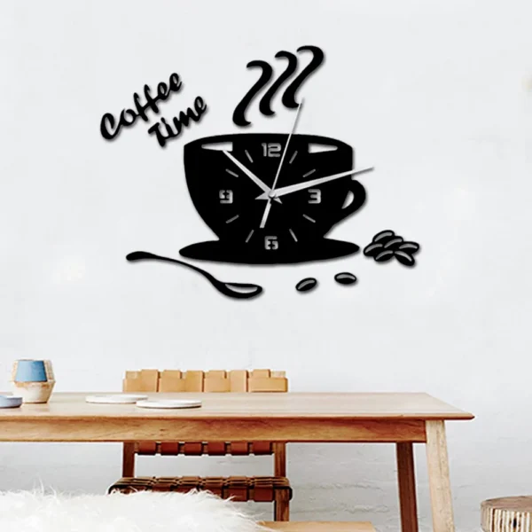 Coffee Time Kitchen Special 3D Silent Wooden Wall Clock